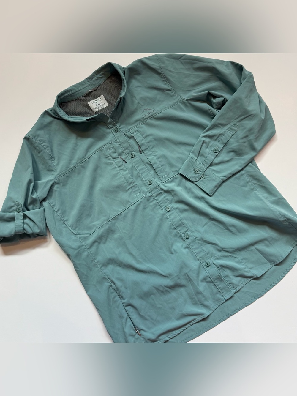 LL Bean Women’s XL Tropicwear Pro Stretch Long Sleeve Shirt Dusty Sage 509146